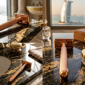 Everything Bald Premium Brass Double-Edge Safety Razor – Rose Gold & Black